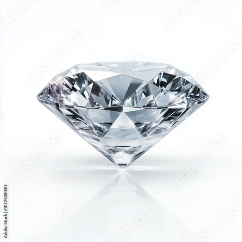 A flawless diamond sparkles brilliantly against a bright background