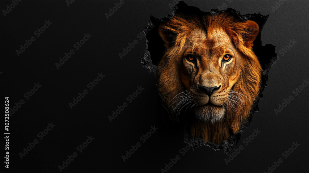 Close up of Lion Portrait. Isolate on black background. Close up of Lion Portrait. Isolate on black background.