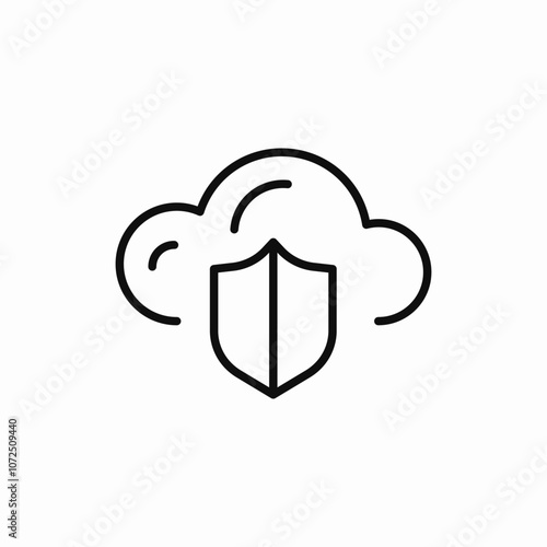 cloud data protection icon sign vector