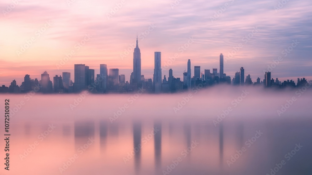 Foggy Cityscape at Sunrise AI Generated Foggy Cityscape at Sunrise AI Generated