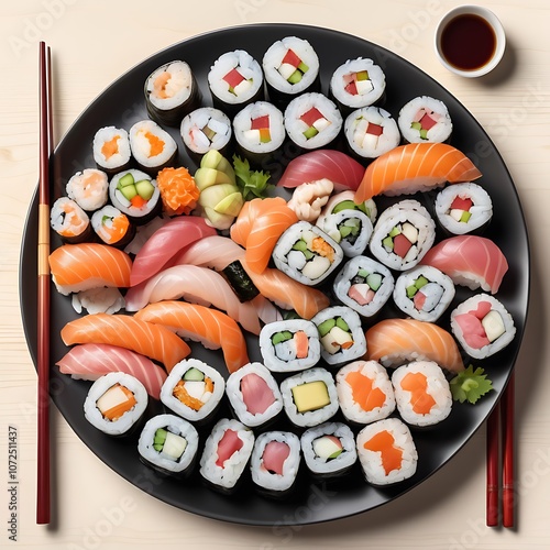 Delicious Sushi assortment of Sushi rolls Served