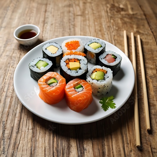 Delicious Sushi assortment of Sushi rolls Served