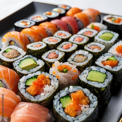 Delicious Sushi assortment of Sushi rolls Served