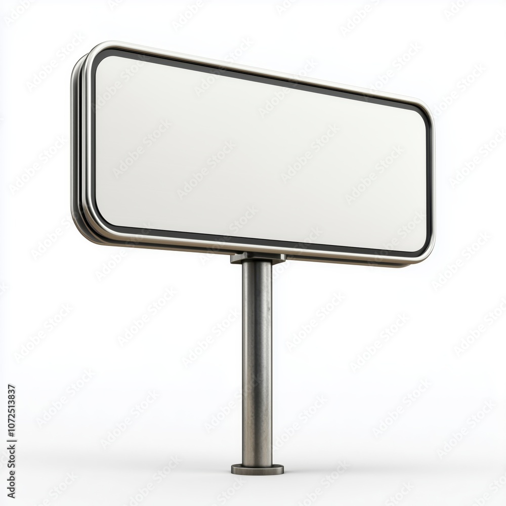 Sleek modern street sign with a minimalist design and reflective surface in urban setting Sleek modern street sign with a minimalist design and reflective surface in urban setting