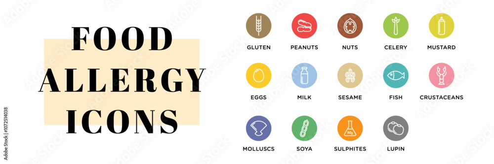 Food Allergy Icons: Clear and Informative Allergy Symbol Set
