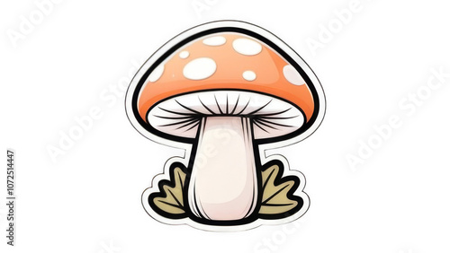 White-spotted cartoon mushroom. photo