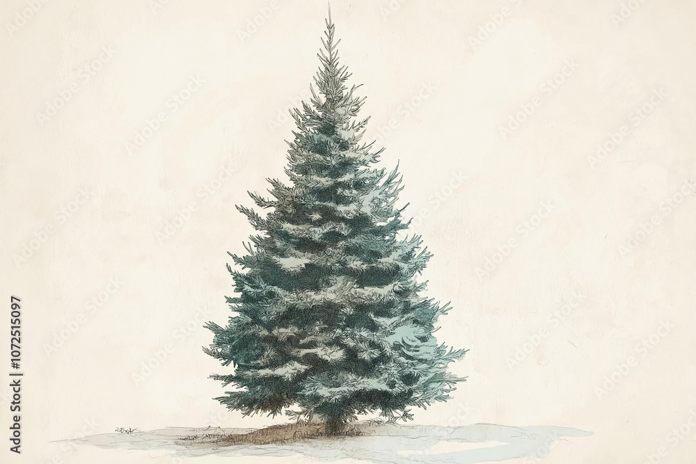 Fototapeta premium Einzelner Tannenbaum im Schnee