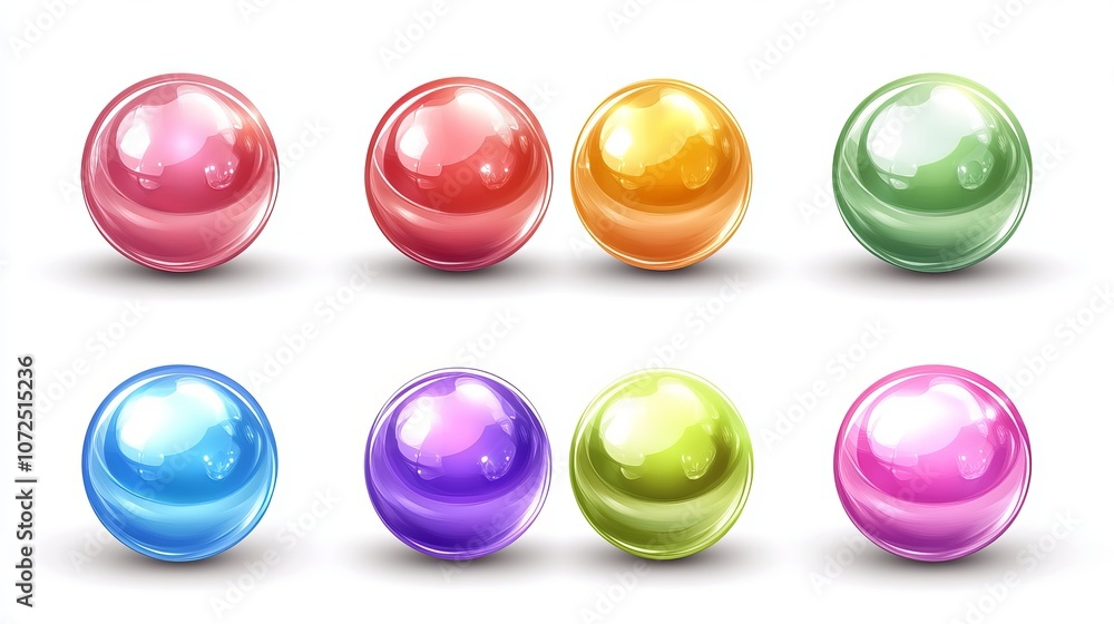 A collection of colored shiny 3D spheres in various glossy shades represented as a multicolored vector illustration A collection of colored shiny 3D spheres in various glossy shades represented as a multicolored vector illustration