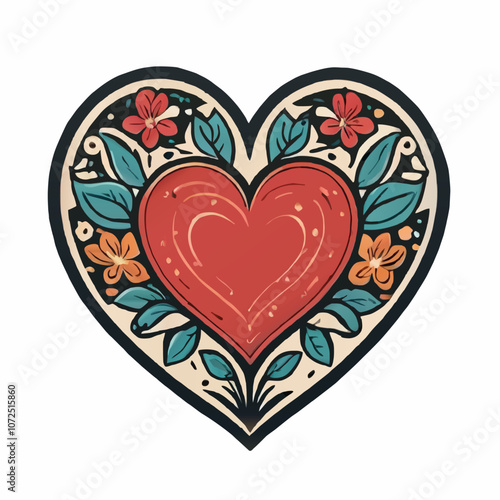 floral heart vector ornament
