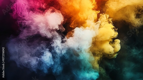 Colorful smoke clouds, vibrant abstract colors, smoke in various hues, artistic smoky backgrounds, colorful misty visuals photo