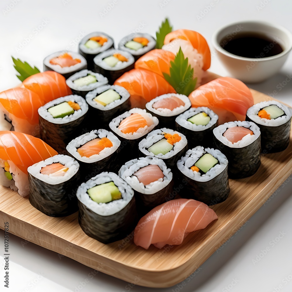 Delicious Sushi assortment of Sushi rolls Served Delicious Sushi assortment of Sushi rolls Served