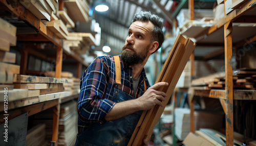 Shot of determined wood turner selecting and carrying workpieces to measure, calculate right size. using hand and power tools to cut, shape, rotate, smooth, balance wood fixtures based on requirements