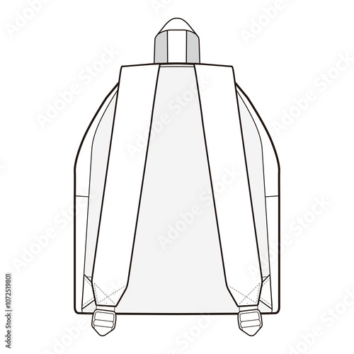 Back view of a backpack with shoulder straps in black and white vector format, showcasing a minimalist design and strap details.
