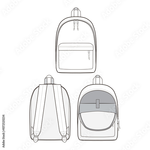 Classic Backpack Mockup - Front, Back, and Side Views
