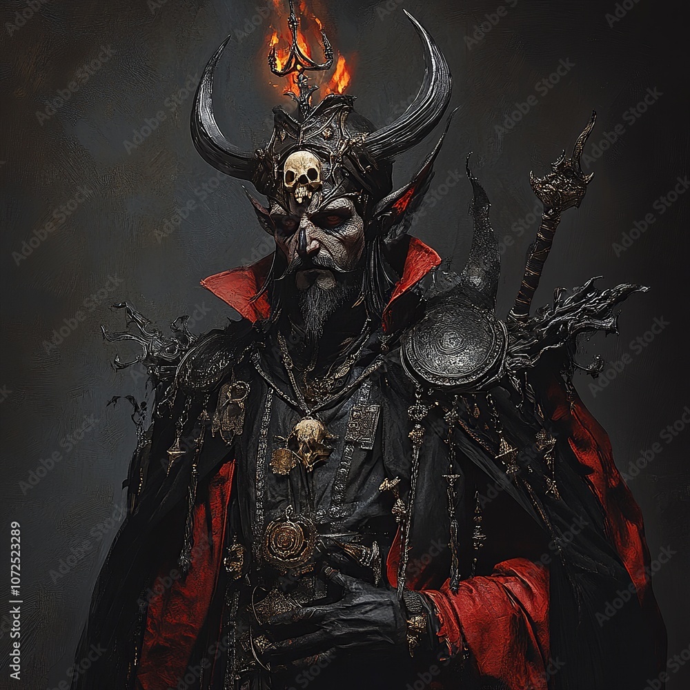 demon wearing multiple rings, ring with skull, ring with red stone demon wearing multiple rings, ring with skull, ring with red stone