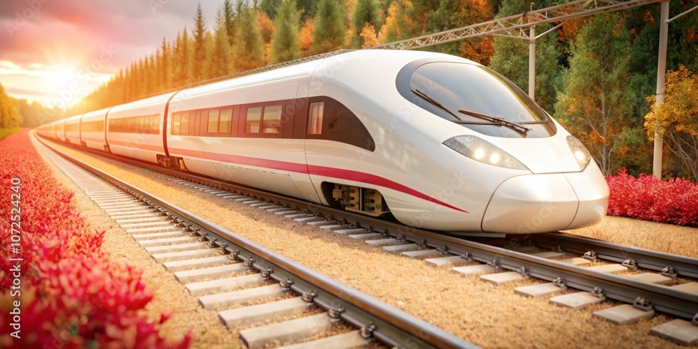 Naklejka premium Transport novelty. The high-speed train is designed according to the standards of modern technologies.