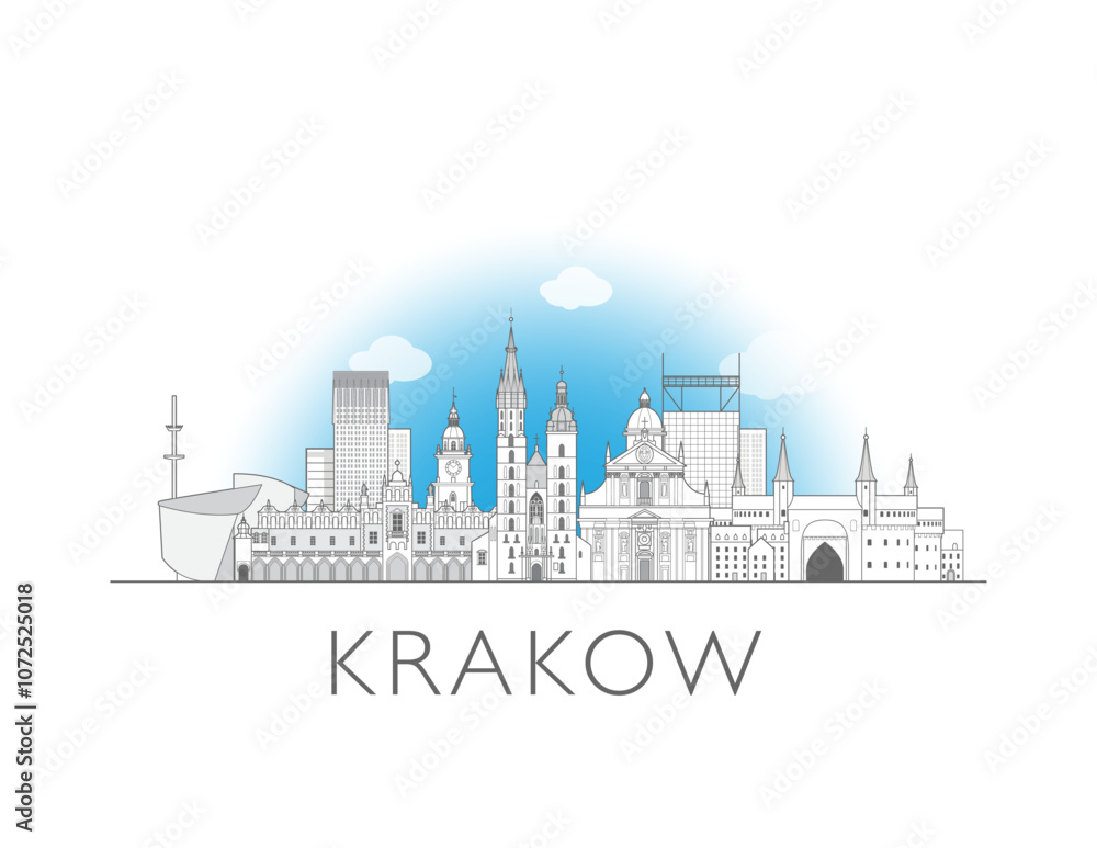 Krakow skyline cityscape vector illustration Krakow skyline cityscape vector illustration