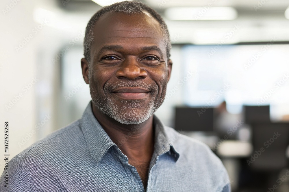 Fototapeta premium Middle-Aged African American Man in Office Setting