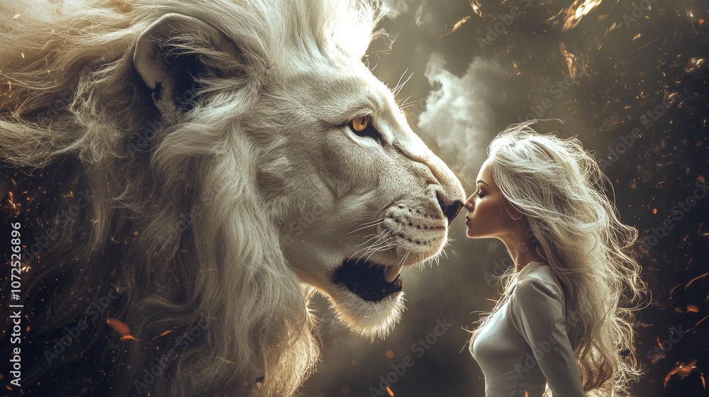 Naklejka premium Fiercely Determined: The Lioness of Courage and Power