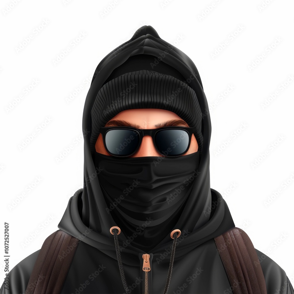 Thief icon, criminal person sign, bandit in mask, burglar silhouette, killer, gangster or robber in balaclava Thief icon, criminal person sign, bandit in mask, burglar silhouette, killer, gangster or robber in balaclava