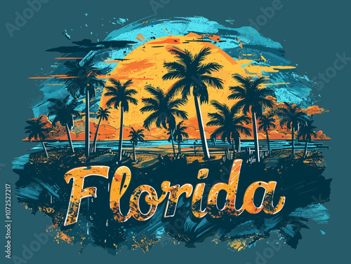 Beautiful Florida State Vector Card For Your Design