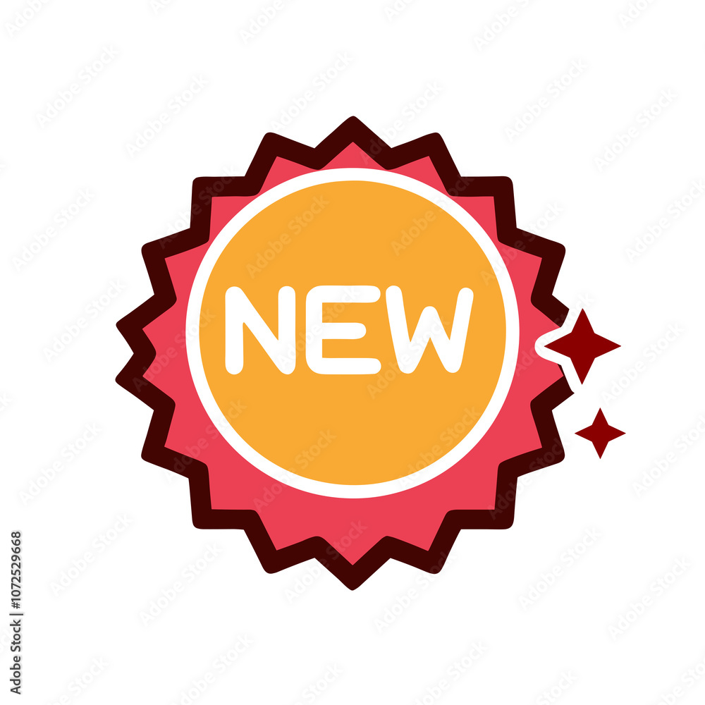 New product label with starburst shape and yellow background, AI Generation New product label with starburst shape and yellow background, AI Generation