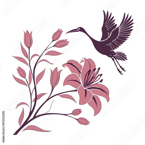 little birds and variant flowers cute pattern