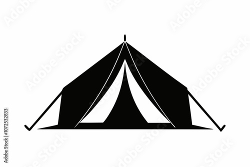 Camping Tent, Camping Tent Silhouette. Vector illustration	