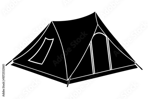 Camping Tent, Camping Tent Silhouette. Vector illustration	