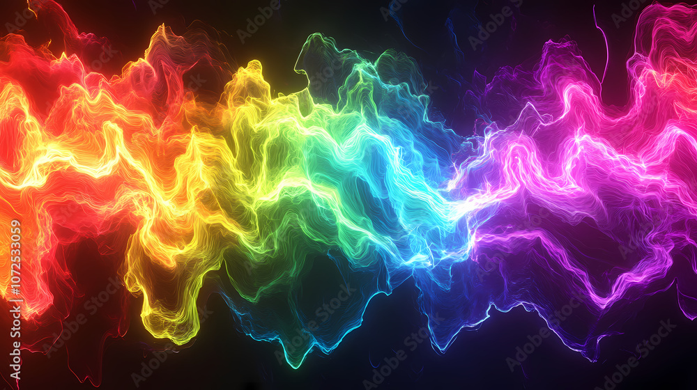 Abstract background in 3d render style with colorful neon rays and glowing lines creating a vibrant spectrum. Vibrant. Illustration Abstract background in 3d render style with colorful neon rays and glowing lines creating a vibrant spectrum. Vibrant. Illustration