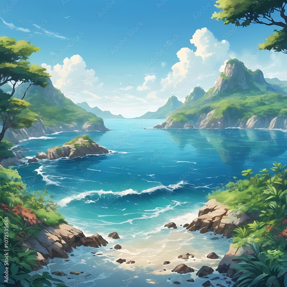 Fototapeta premium Paradise sea landscape with water and beautiful nature background