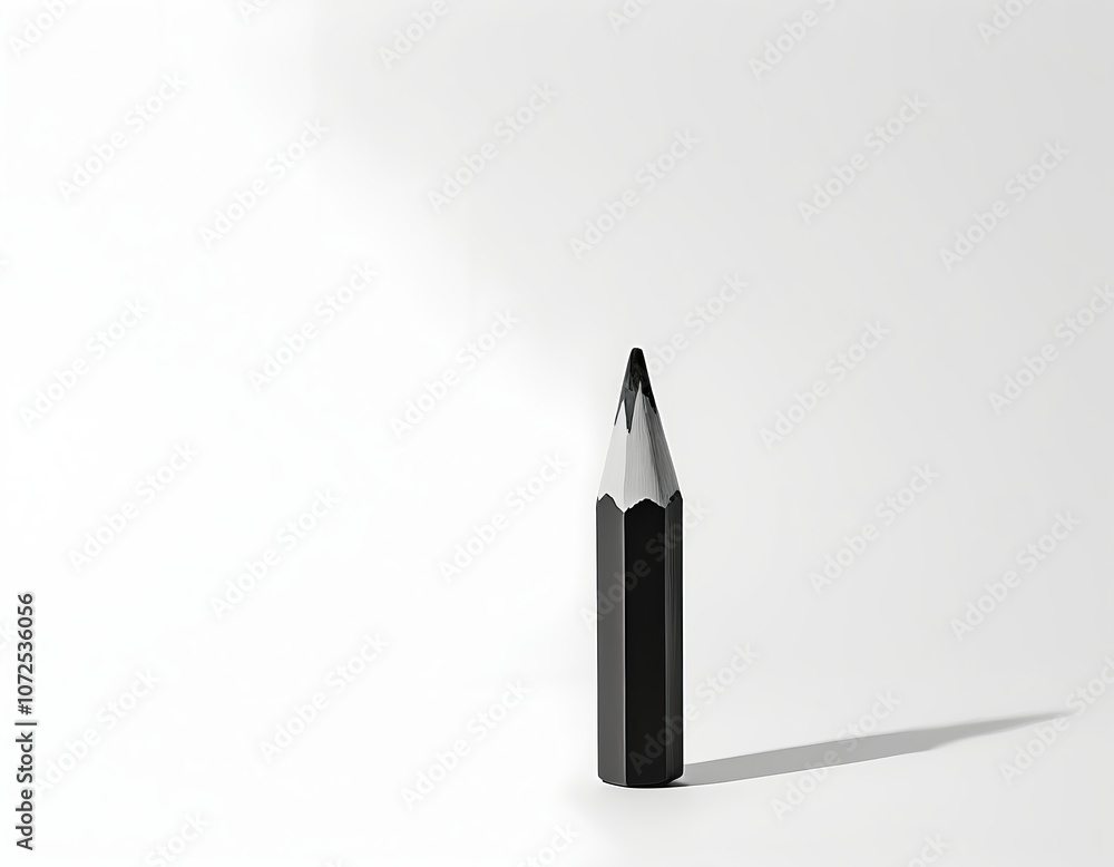 Minimalist black pencil on white background with shadow Minimalist black pencil on white background with shadow