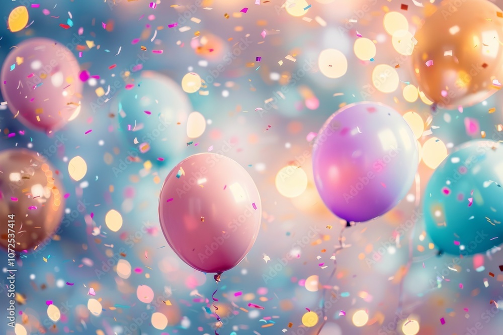 Party background with lights banner, balloons mockup, confetti pattern, serpentine banner, festive sale Party background with lights banner, balloons mockup, confetti pattern, serpentine banner, festive sale