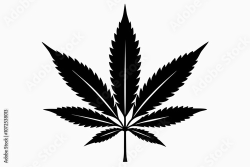 Marijuana leaf silhouette vector, Marijuana cannabis hemp leaf icon
