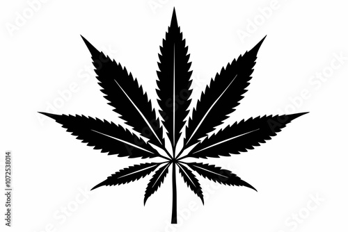 Marijuana leaf silhouette vector, Marijuana cannabis hemp leaf icon

