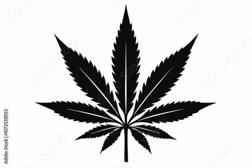 Marijuana leaf silhouette vector, Marijuana cannabis hemp leaf icon

