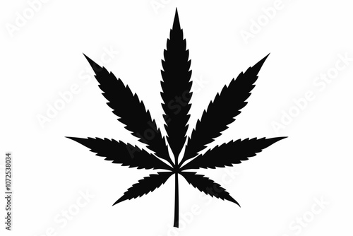 Marijuana leaf silhouette vector, Marijuana cannabis hemp leaf icon
