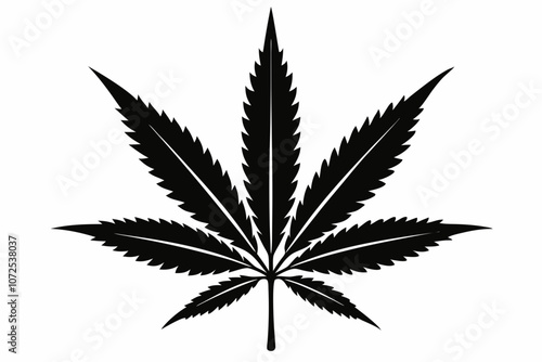 Marijuana leaf silhouette vector, Marijuana cannabis hemp leaf icon
