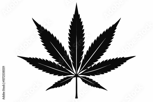 Marijuana leaf silhouette vector, Marijuana cannabis hemp leaf icon
