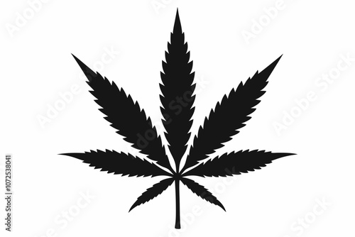 Marijuana leaf silhouette vector, Marijuana cannabis hemp leaf icon
