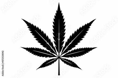 Marijuana leaf silhouette vector, Marijuana cannabis hemp leaf icon
