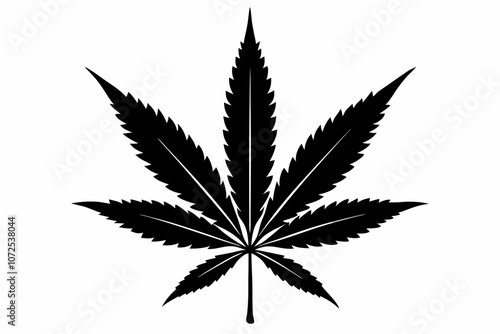 Marijuana leaf silhouette vector, Marijuana cannabis hemp leaf icon
