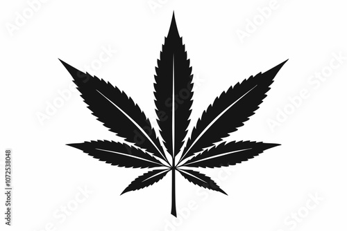 Marijuana leaf silhouette vector, Marijuana cannabis hemp leaf icon
