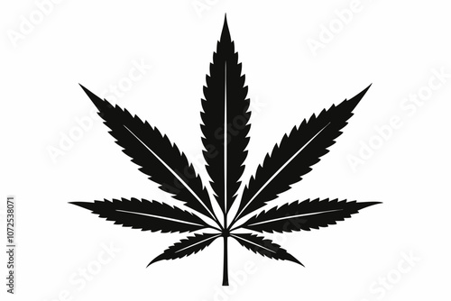 Marijuana leaf silhouette vector, Marijuana cannabis hemp leaf icon
