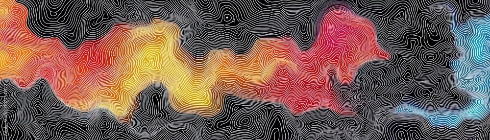 Abstract Colorful Line Pattern with Swirling Shapes in Vibrant Red, Yellow, Blue, and Black Background Creating a Dynamic Visual Flow for Textures and Designs Abstract Colorful Line Pattern with Swirling Shapes in Vibrant Red, Yellow, Blue, and Black Background Creating a Dynamic Visual Flow for Textures and Designs