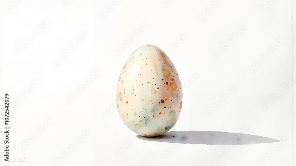 Speckled egg casting shadow on white background Speckled egg casting shadow on white background