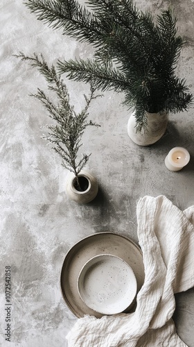 Neutral Holiday Tablescape Simple Elegant Place Settings Minimalist
