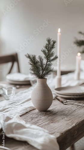 Neutral Holiday Tablescape Simple Elegant Place Settings Minimalist