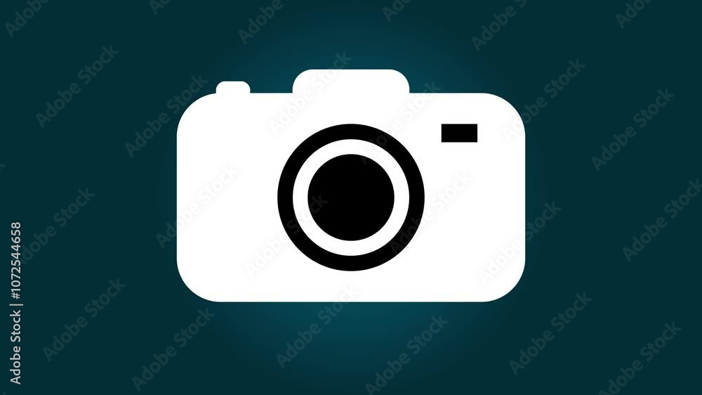 glowing camera icon animation with gradient background. glowing camera icon animation with gradient background.