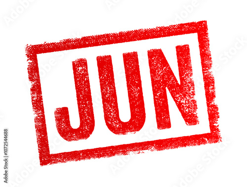 JUN abbreviation - commonly stands for the month of June, text concept stamp
